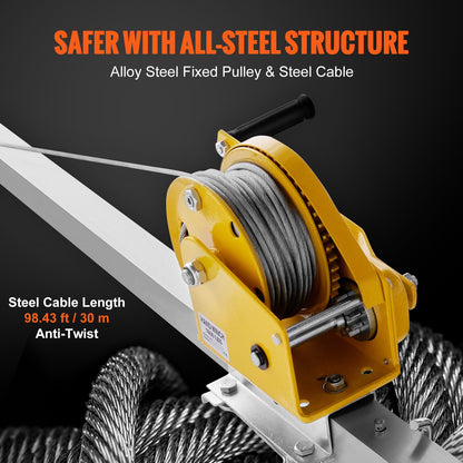 Confined Space Tripod Kit, 816.4 kg Winch, Confined Space Tripod 2.13 m Legs and 30 m Cable, Confined Space Rescue Tripod 10 m Fall Protection, Harness, Storage Bag for Traditional Confined Spaces