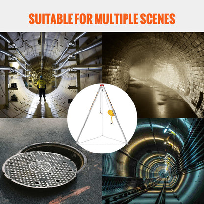 Stativkit för trånga utrymmen, 1179 kg vinsch, stativ för trånga utrymmen, 2,43 m ben och 30 m kabel, räddningsstativ för trånga utrymmen, 10 m fallskydd, sele, förvaringsväska för traditionella trånga utrymmen
