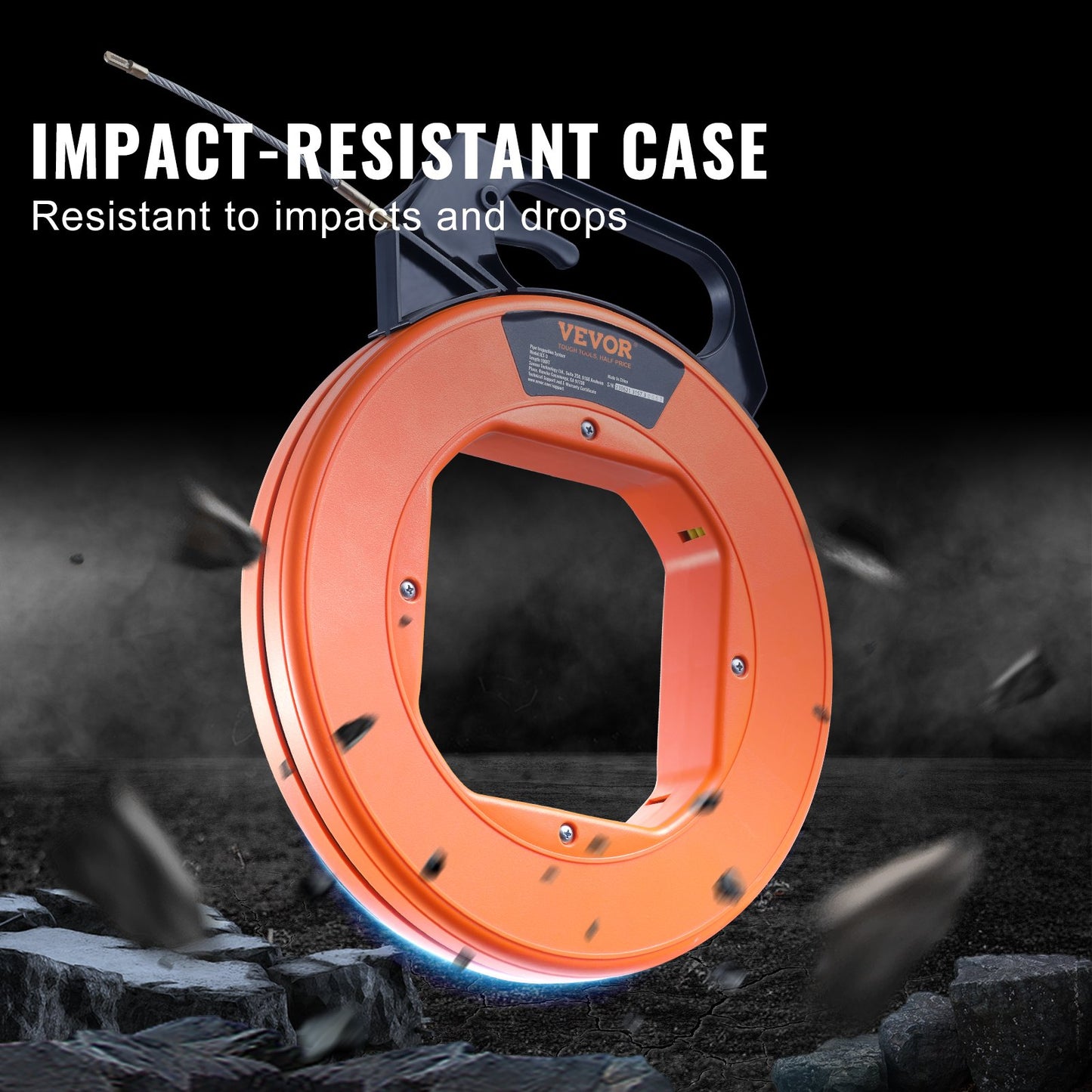 Fisktejp, 30,5 m, 4,8 mm, glasfibertrådsavdragare med optimerat hölje och handtag, lättanvänt kabelavdragare, flexibla trådfiskeverktyg för vägg och elrör, icke-ledande