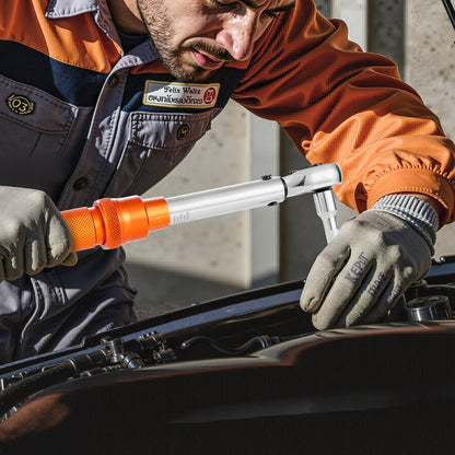 Click momentnyckelsats, 1/4-tums fattning, 20-200lbf-in/2,3-22,6 Nm, skalor för dubbla riktningar och dubbla skalområden, 72 tänder, ±3 % hög precision, med bitshylsor, förlängningsstång, för cykelreparation, orange