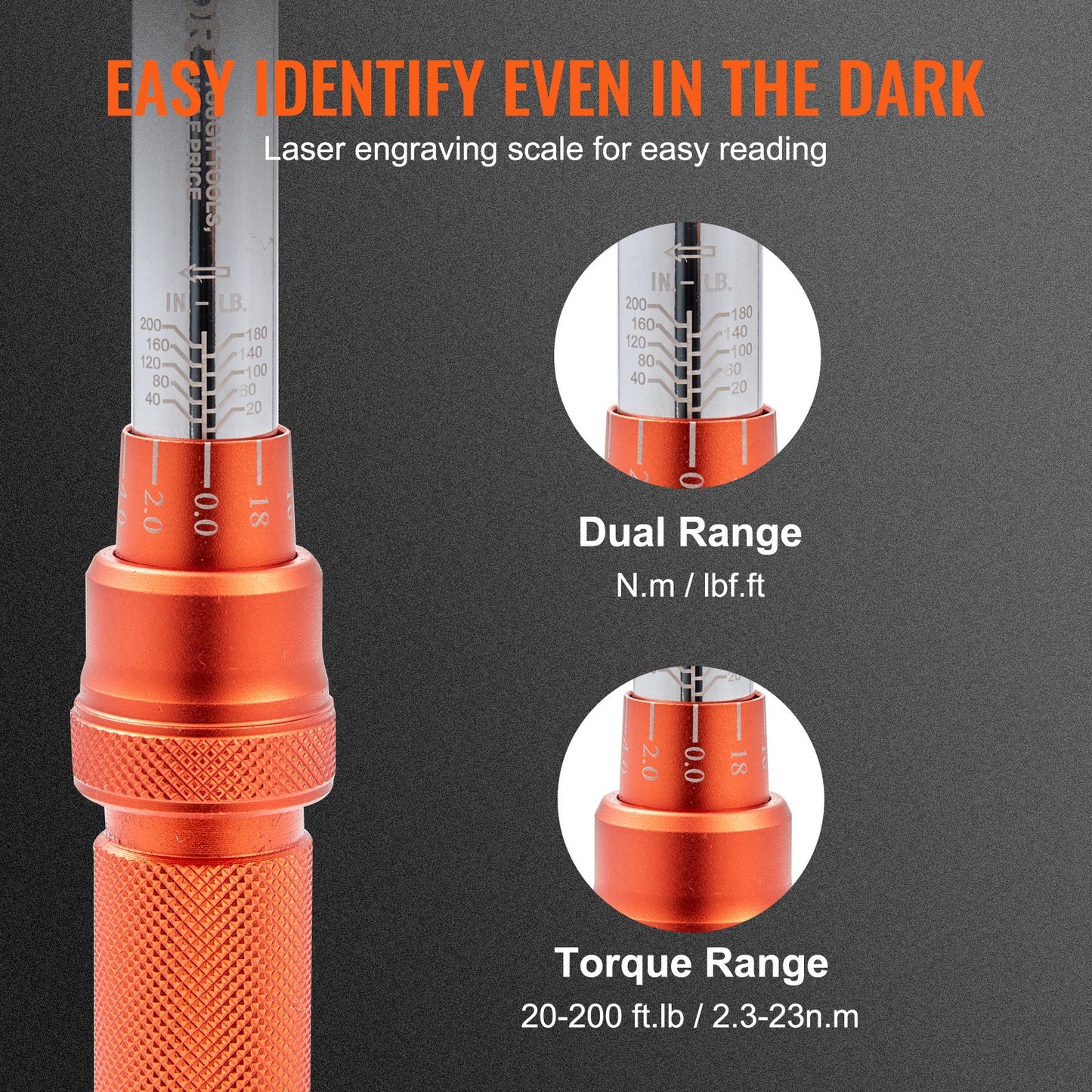 Torque Wrench, 0.6 cm Drive Click Torque Wrench 20-200in.lb/3-23n.m, Dual-Direction Adjustable Torque Wrench Set, Mechanical Dual Range Scales Torque Wrench Kit with Adapters Extension Rod