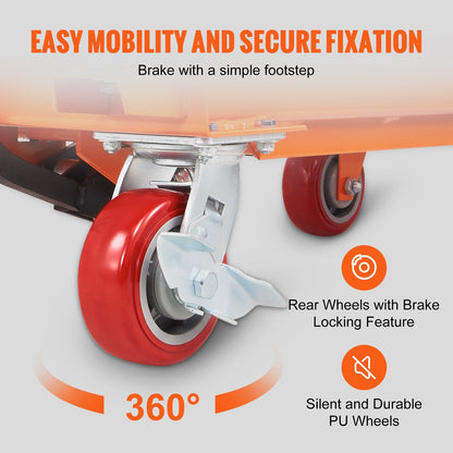 Hydraulic Lift Table Cart, 1100lbs Capacity 35.4" Lifting Height, Manual Single Scissor Lift Table with 4 Wheels and Non-slip Pad, Hydraulic Scissor Cart for Material Handling and Transportation