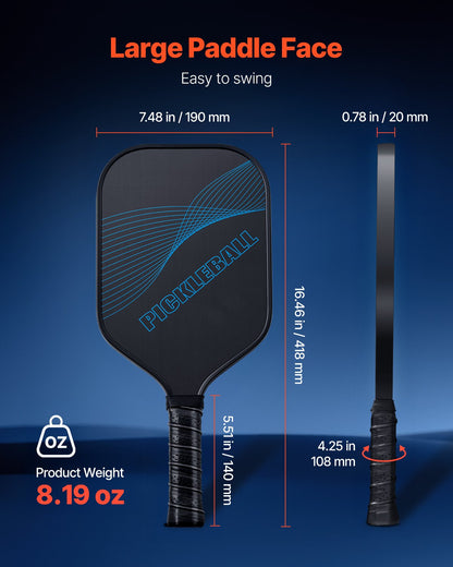 Pickleball Paddle, T700 Carbon Fiber Surface & Honeycomb Core, Professional Pickleball Paddle with Increased Power & Control & Spin, Pro Pickle Ball Racket for Adults, Men & Women, Blue