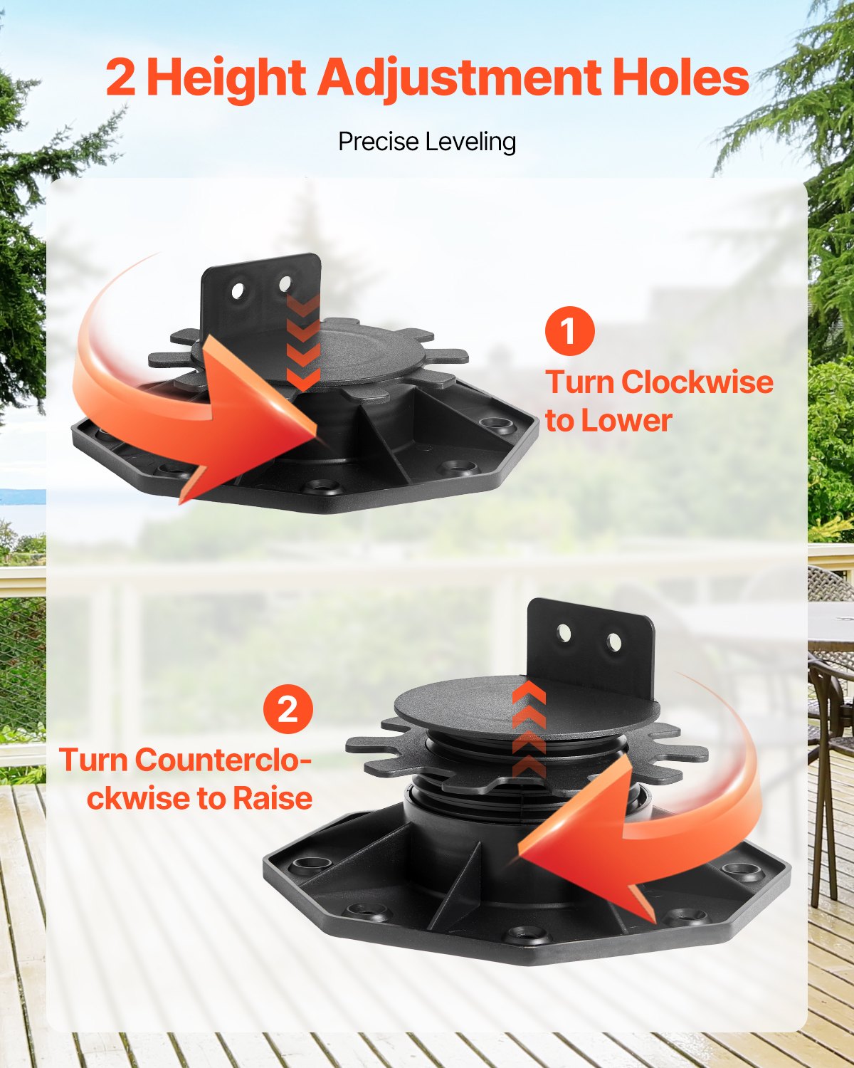 Deck Blocks 12 PCS, 2000lbs / 907.18kg Load Capacity Deck Support Plastic Pedestal Paver, Raising 1.18 - 2.36 inch / 30 - 60 mm, Height Adjustable Shed Foundation Base for Wood Concrete Metal