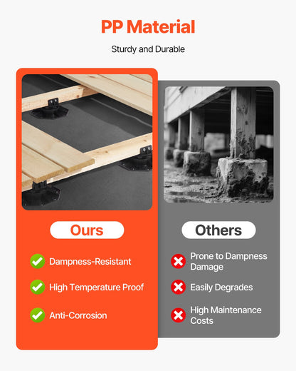 Deck Blocks 12 PCS, 2000lbs / 907.18kg Load Capacity Deck Support Plastic Pedestal Paver, Raising 1.18 - 2.36 inch / 30 - 60 mm, Height Adjustable Shed Foundation Base for Wood Concrete Metal