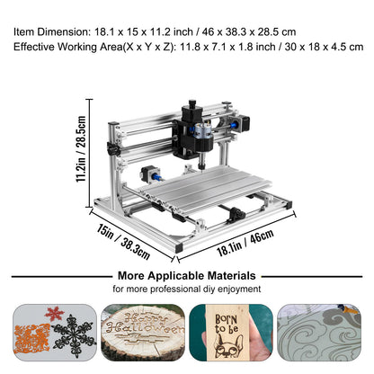 CNC 3018 routerkit med lasergravör 500mw lasergravör GRBL-injektion