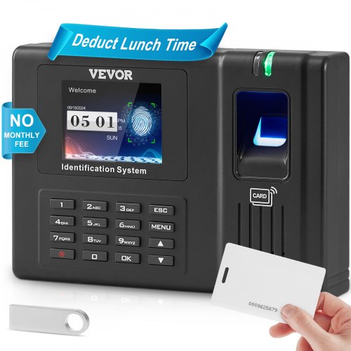Time Clock, Employee Attendance Machine with Fingerprint, RFID and PIN Punching in One, Standalone Biometric Clock in Machine for Employees Small Business with 5 RFID Cards & No Monthly Fees