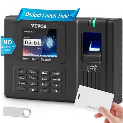 Time Clock, Employee Attendance Machine with Fingerprint, RFID and PIN Punching in One, Standalone Biometric Clock in Machine for Employees Small Business with 5 RFID Cards & No Monthly Fees