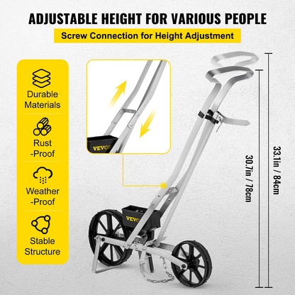 Trädgårdssåmaskin, metallprecisionssåmaskin för trädgården med 6 såplattor, gå-bakom radodlingsplanterare, manuell trädgårdsspridare för sådd av frön, trädgårdsjordbruk för olika frön