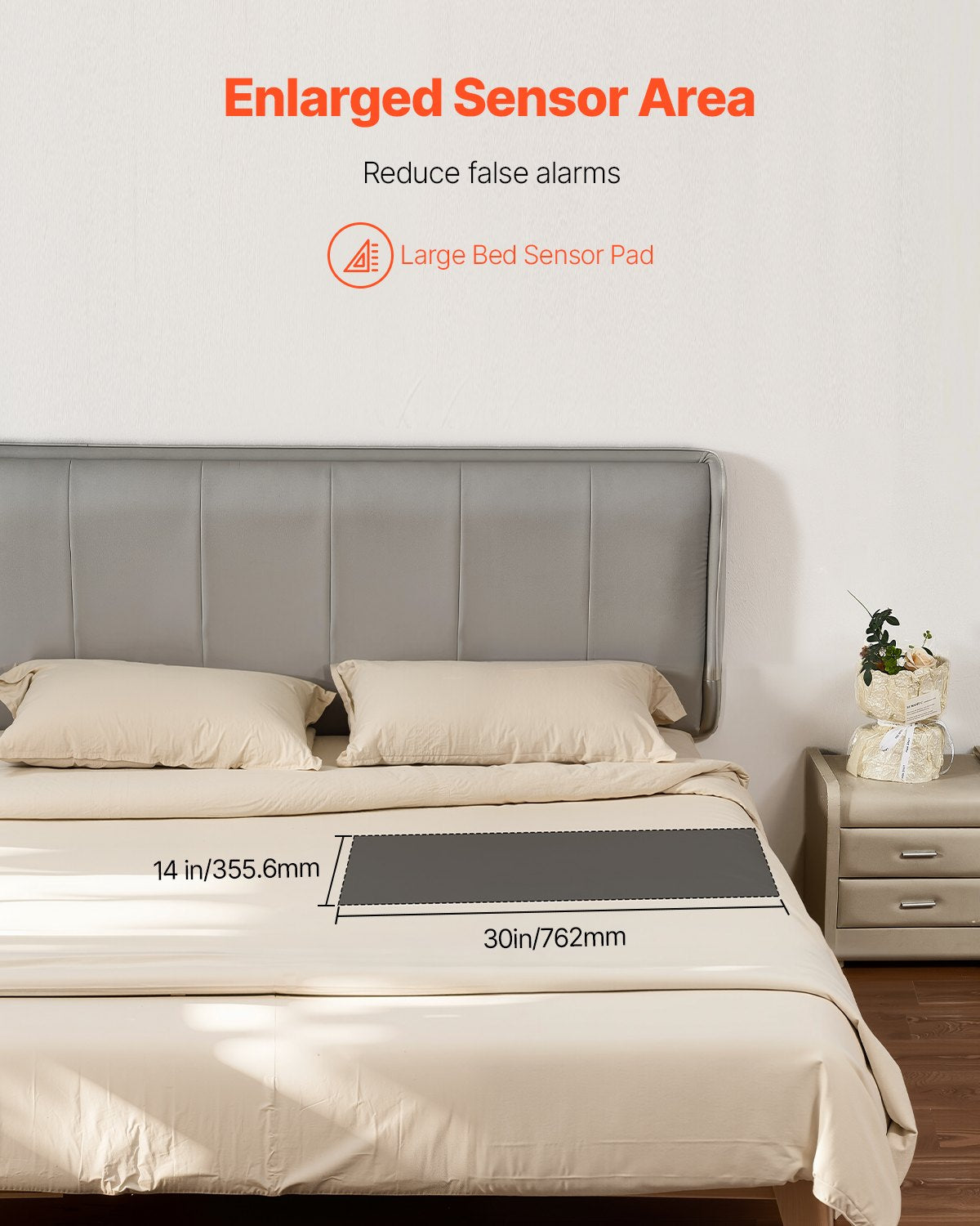 Bed Alarm System for Elderly Adults, 14 x 30-inch Wireless Bed Sensor Pad with Pager, Safety Bed Alarms and Fall Prevention Pad for Home, Hospital, Rehabilitation Center