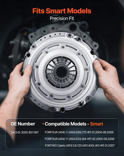 Clutch Kit with Pressure Plate, Heavy Duty OEM Clutch Kit, OEM Replacement Transmission Clutch Kit Compatible with 2004-2006 Smart FORFOUR (75 HP), 2005-2006 FORFOUR (64 HP), 2007 FORTWO Cabrio