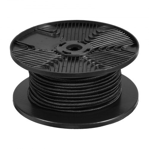 3/8 tums elastiskt rep, 120 ft/36 m spole med kraftiga elastiska remmar, 100 % stretchigt elastiskt elastiskt rep för last, presenningar, camping, kajakdäck och hantverk, svart