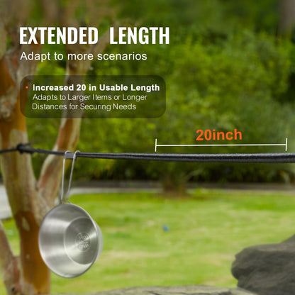 3/8 tums elastiskt rep, 120 ft/36 m spole med kraftiga elastiska remmar, 100 % stretchigt elastiskt elastiskt rep för last, presenningar, camping, kajakdäck och hantverk, svart