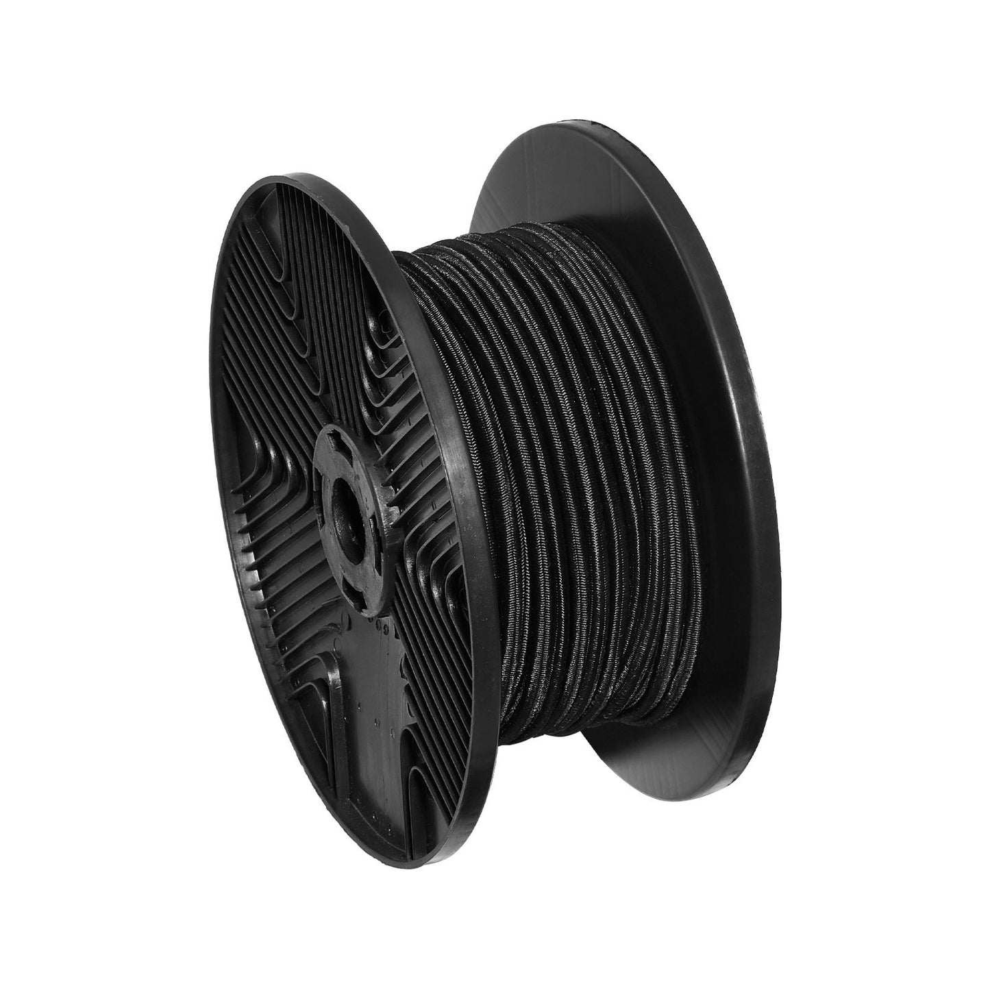 3/8 tums elastiskt rep, 120 ft/36 m spole med kraftiga elastiska remmar, 100 % stretchigt elastiskt elastiskt rep för last, presenningar, camping, kajakdäck och hantverk, svart