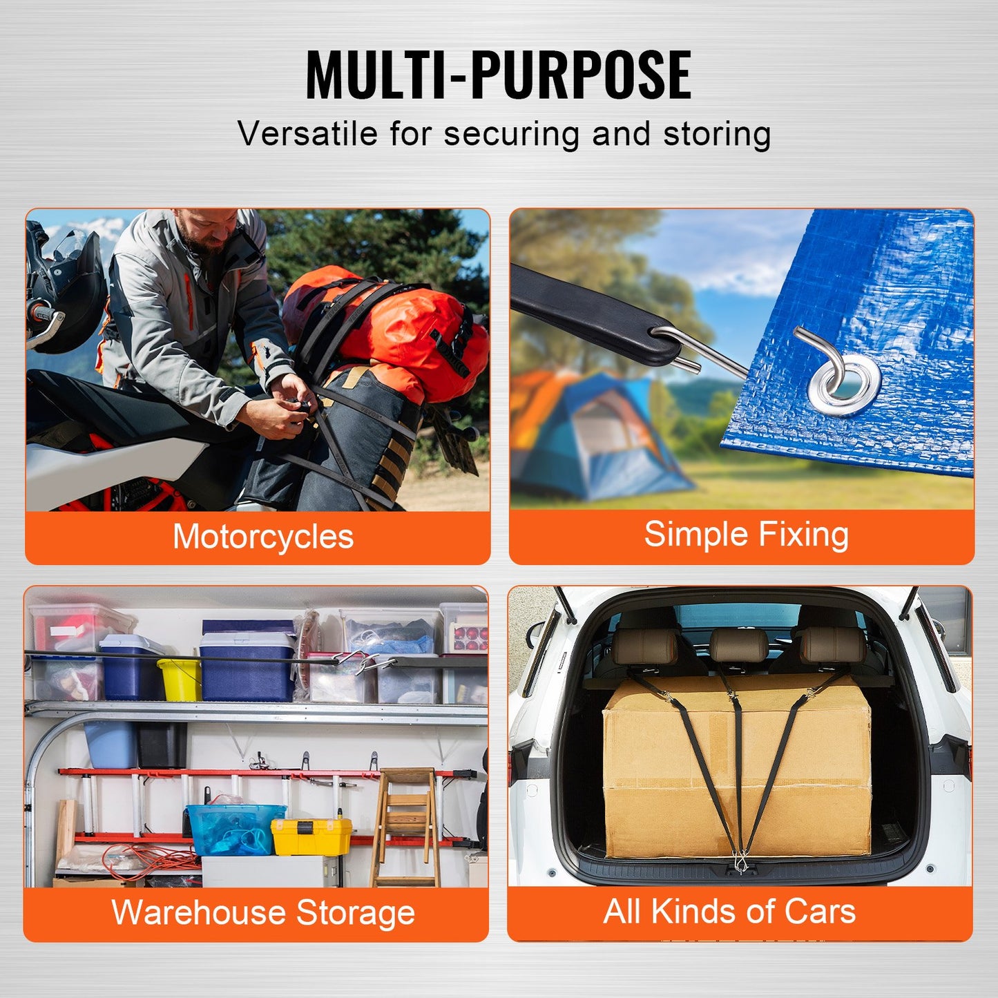 50-delars platt elastiskt rep, 19,8 mm kraftiga elastiska remmar med stål-S-krokar, 21" elastiskt elastiskt rep för last, presenningar, lastbilar och tält, svart