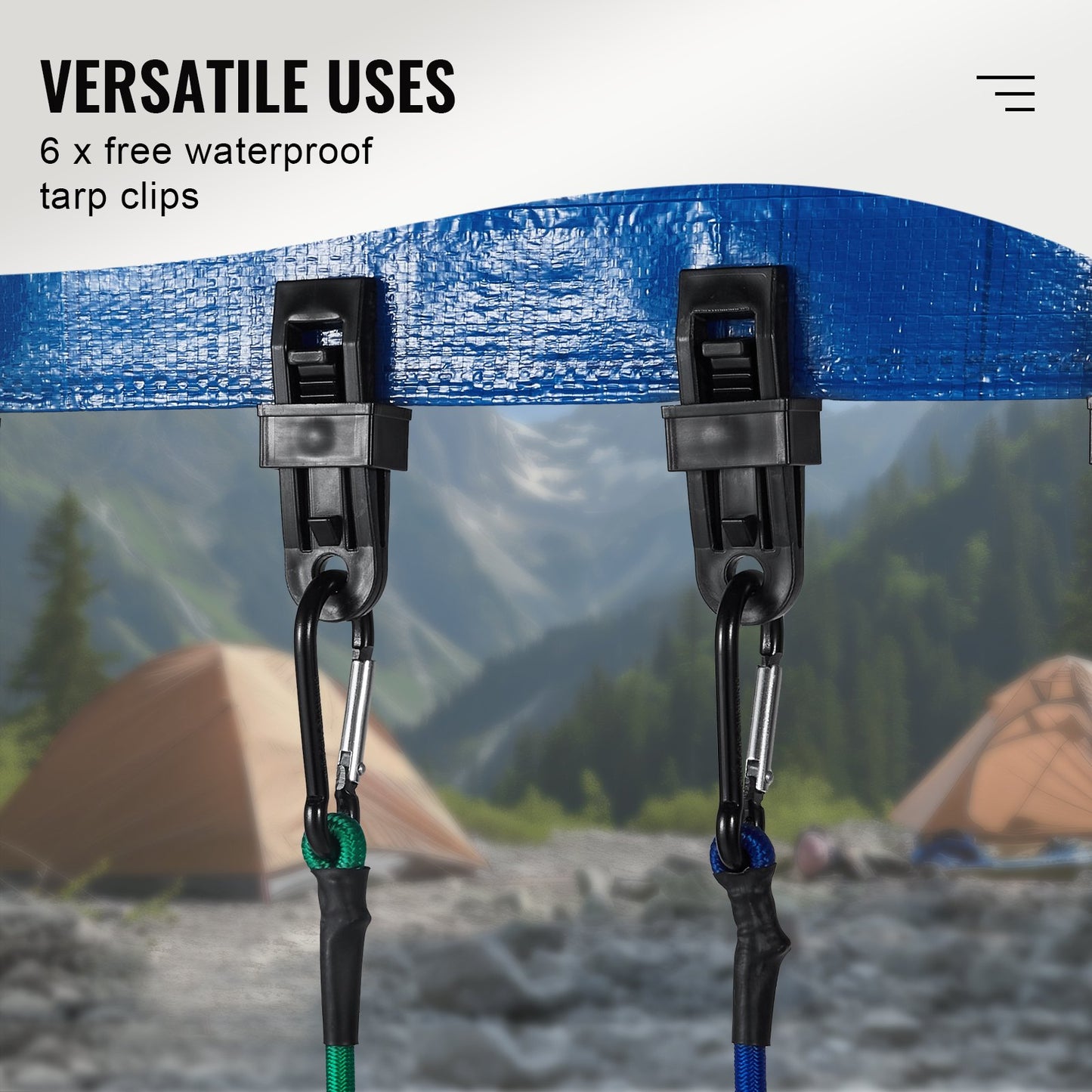 30-delat sortiment av elastiska snören, 8 mm kraftiga elastiska remmar med A3-stålkarabiner, inkluderar 25 cm, 40 cm, 60 cm, 90 cm, 110 cm, 180 cm, bärbar förvaringsväska, 6 klämmor och band för baldakinen