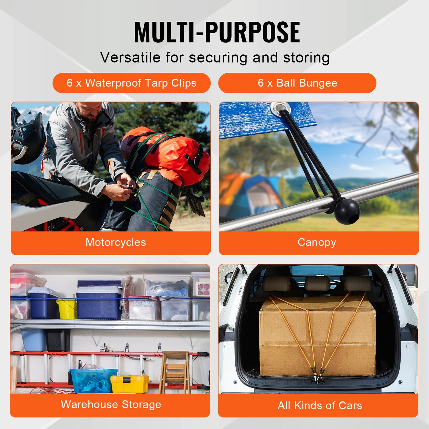 30-delat sortiment av elastiska snören, 8 mm kraftiga elastiska remmar med A3-stålkarabiner, inkluderar 25 cm, 40 cm, 60 cm, 90 cm, 110 cm, 180 cm, bärbar förvaringsväska, 6 klämmor och band för baldakinen