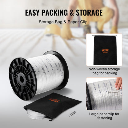 Polyester Pull Tape, 1/2" x 528' Mule Tape Flat Rope, 1250 lbf Tensile Capacity, Printed Webbing Cable Pulling Tape for Packaging, Gardening, Commercial Electrical, Conduit Work, White