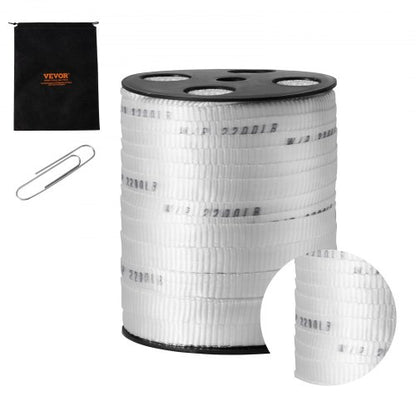 Polyester Pull Tape, 5/8" x 318' Mule Tape Flat Rope, 2200 lbf Tensile Capacity, Printed Webbing Cable Pulling Tape for Packaging, Gardening, Commercial Electrical, Conduit Work, White