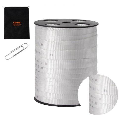 Polyester Pull Tape, 3/4" x 265' Mule Tape Flat Rope, 2500 lbf Tensile Capacity, Printed Webbing Cable Pulling Tape for Packaging, Gardening, Commercial Electrical, Conduit Work, White