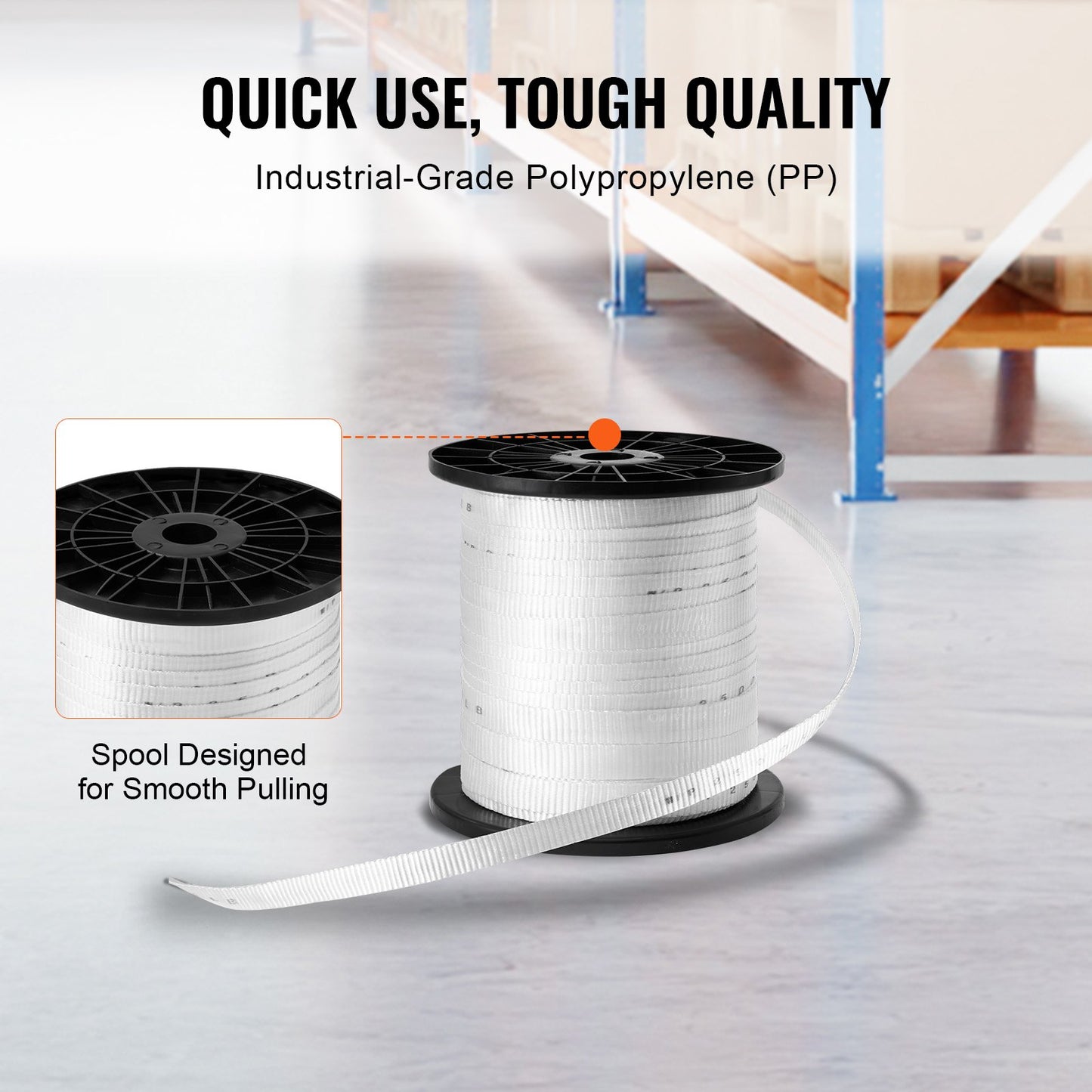 Polyester Pull Tape, 3/4" x 318' Mule Tape Flat Rope, 2500 lbf Tensile Capacity, Printed Webbing Cable Pulling Tape for Packaging, Gardening, Commercial Electrical, Conduit Work, White