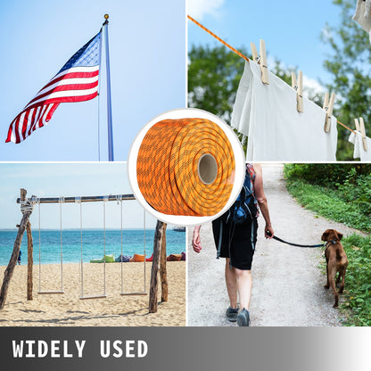 Polyester Rope 7/16" x 200', Load and Pulling Rope, 8400lbs Breaking Strength (Not suitable for rocking climbing, mountain climbing, hanging people, etc.)