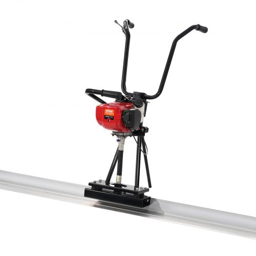 Gas Concrete Power Screed, with 3370mm Aluminum Board Straight Edge Bar Set, 4 Stroke Cement Finishing Vibrating Motor with Height Adjustable Handles, High Efficient Concrete Tools 6500RPM