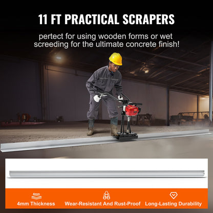 Gasdriven betongavjämare, med 3370 mm aluminiumskiva med rak kant, 4-takts vibrerande motor för cementbehandling med höjdjusterbara handtag, högeffektiva betongverktyg 6500 varv/min