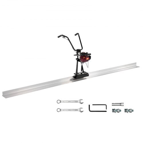 Concrete Power Screed, 4 ft Aluminum Board Straight Edge Bar Set, 4 Stroke Cement Finishing Vibrating Motor with Height Adjustable Handles, High Efficient Concrete Tool 6500RPM