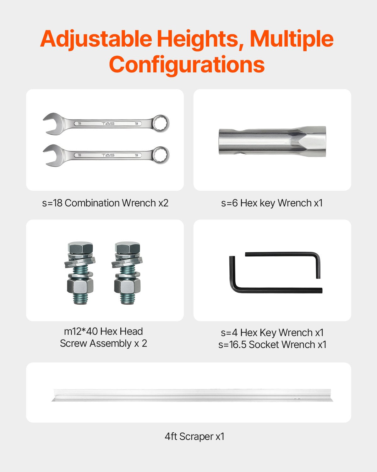 Concrete Power Screed, 4 ft Aluminum Board Straight Edge Bar Set, 4 Stroke Cement Finishing Vibrating Motor with Height Adjustable Handles, High Efficient Concrete Tool 6500RPM