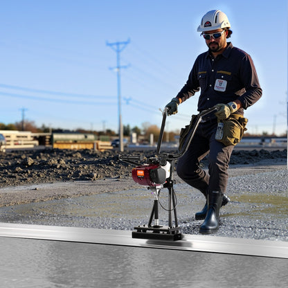 Concrete Power Screed, 4 ft Aluminum Board Straight Edge Bar Set, 4 Stroke Cement Finishing Vibrating Motor with Height Adjustable Handles, High Efficient Concrete Tool 6500RPM