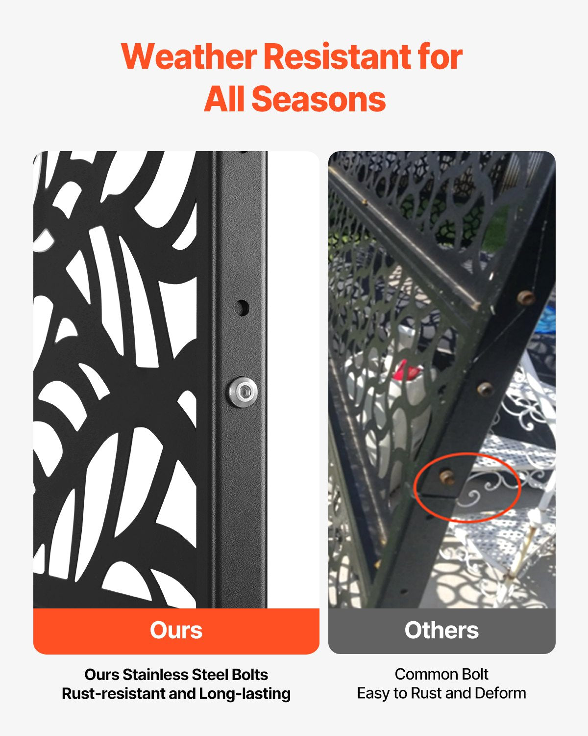 Metallskärm, 113 cm B x 183 cm H, Utomhusskärmar och paneler, Fristående utomhusavdelare med stativ, Dekorativt trädgårdsstaket i stål med 3 paneler för balkong, uteplats, inomhusrum, svart