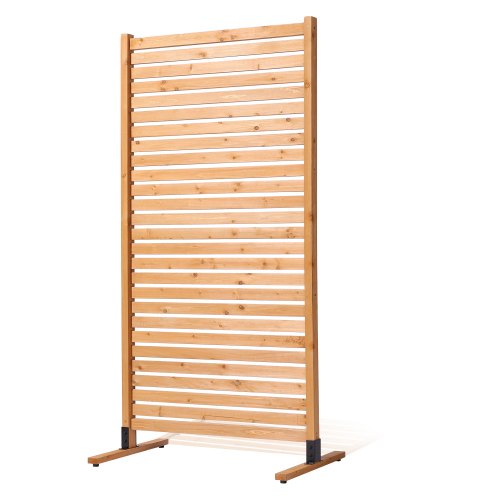 Wooden Privacy Screen, 36" W x 76" H Outdoor Privacy Screen, Freestanding Wood Privacy Panel with Stand, Decorative Patio Privacy Screen, Outdoor Divider for Balcony Patio Lawn Garden