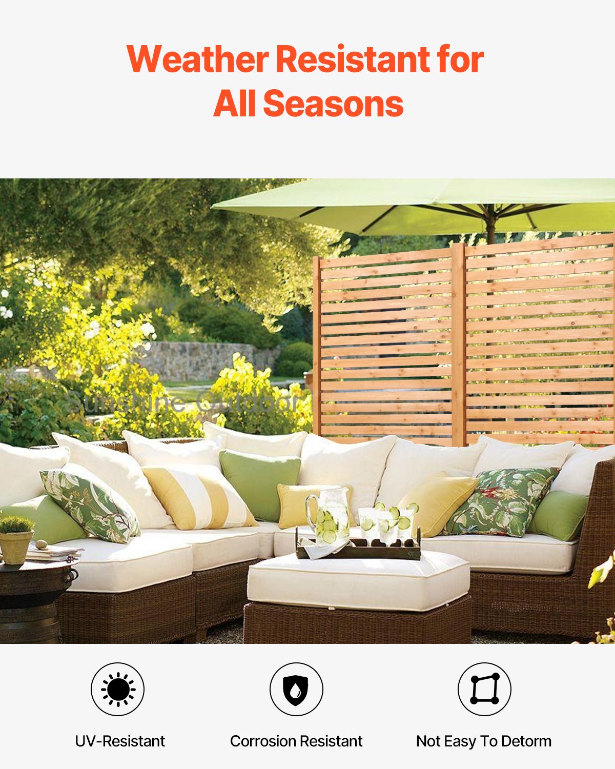 Wooden Privacy Screen, 36" W x 76" H Outdoor Privacy Screen, Freestanding Wood Privacy Panel with Stand, Decorative Patio Privacy Screen, Outdoor Divider for Balcony Patio Lawn Garden