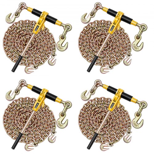 Ratchet Chain Binder, 10 mm x 6.1 m G80 Chains, 4173 kg Working Load of Ratchet Load Binder, Chains and Binders Set, Tie Down Hauling Chain Binders for Hauling, Towing, Logging, Lifting