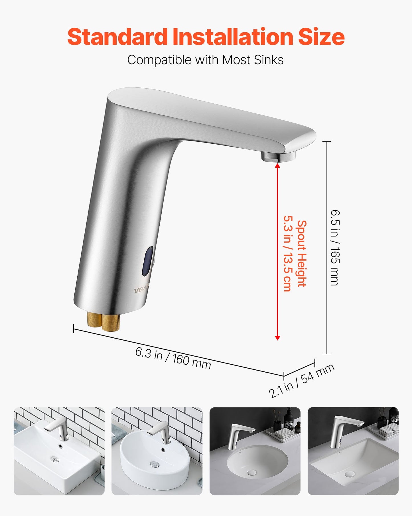 Touchless Bathroom Sink Faucet, Automatic Motion Sensor Restroom Toilet Faucet, HandsFree Adjustable Cold Hot Single Handle Water Mixer Battery Operated for 9.5 mm Pipe,Brushed Nickel Silver