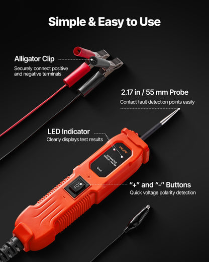 Automotive Circuit Tester, 6 - 36 DCV Power Circuit Probe Tester with Lighting, Automotive Power Tester Probe with 13 ft / 4 m Cable, ABS Shell Wire Detector Finder for Sedan, SUV, RV, Truck