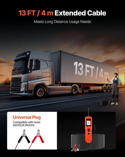 Automotive Circuit Tester, 8 - 35 DCV Power Circuit Probe Tester with TFT Color Display and Lighting, Automotive Power Tester Probe with 13 ft / 4 m Cable, ABS Shell Electrical Detector Finder