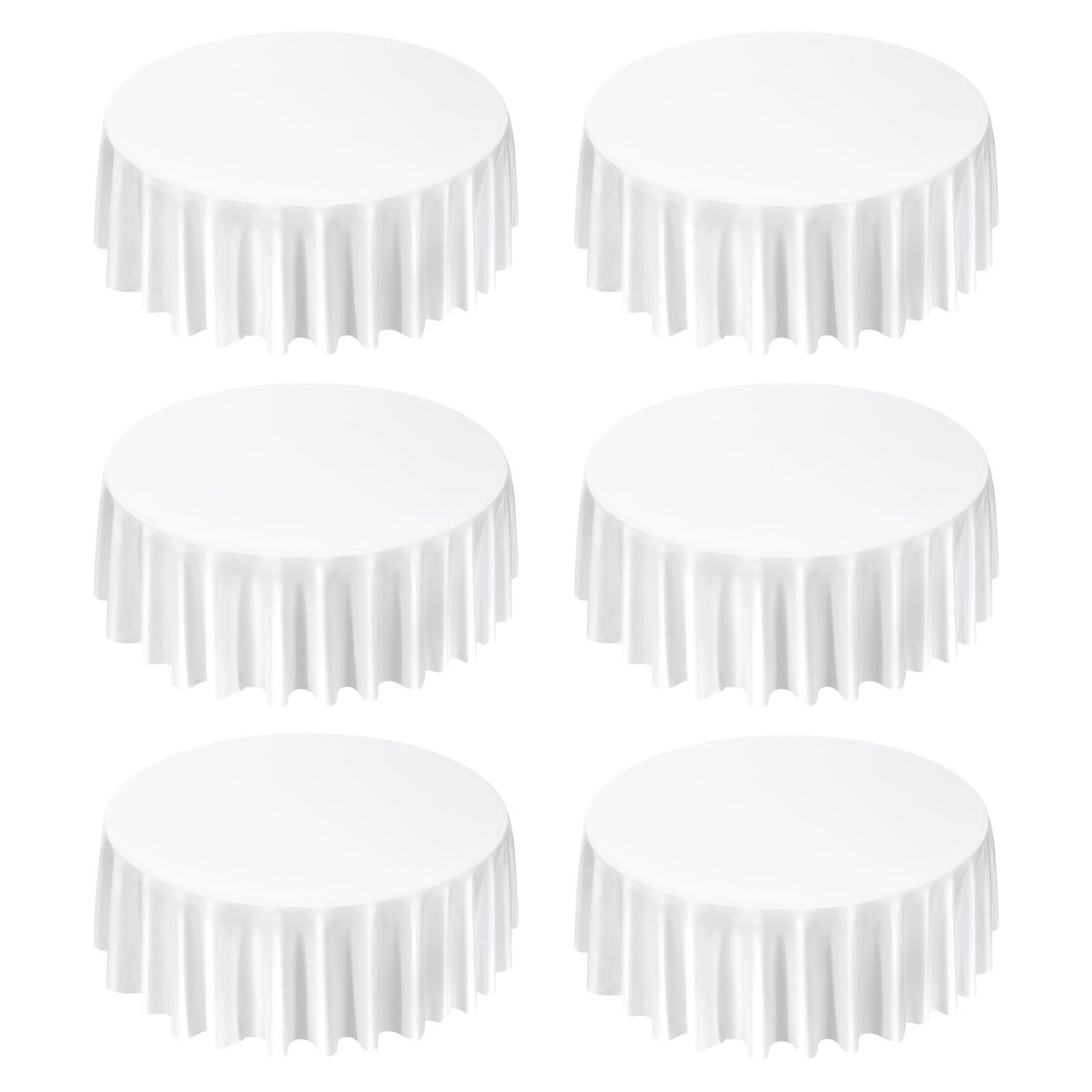 Vita runda bordsdukar 6-pack, 120 tum i diameter, fläck- och skrynkelbeständiga, maskintvättbara bordsdukar, bordsdukar i polyestertyg för bröllop, fest, bankett, formella evenemang