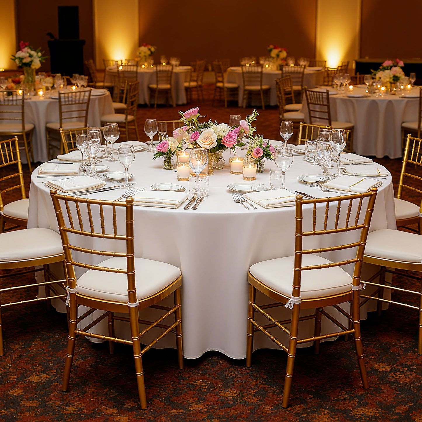 Vita runda bordsdukar 10-pack, 90 tum i diameter, fläck- och skrynkelbeständiga, maskintvättbara bordsdukar, bordsdukar i polyestertyg för bröllop, fest, bankett, formella evenemang