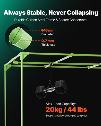 Inomhusväxttältkit, 150 x 150 x 200 cm, inomhusväxttält med fullspektrum LED-växtljus och ventilationssystem, 600D högreflekterande Mylar, odlingstält för blomstergrönsaker