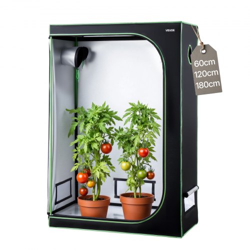 Indoor Grow Tent, 120 x 60 x 180 cm, 600D High Reflective Mylar, Indoor Plant Tent with Observation Window, Floor Tray & Zipper, Heavy Duty Growing Tents for Fruit Flower Veggie