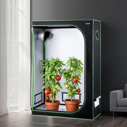Indoor Grow Tent, 120 x 60 x 180 cm, 600D High Reflective Mylar, Indoor Plant Tent with Observation Window, Floor Tray & Zipper, Heavy Duty Growing Tents for Fruit Flower Veggie