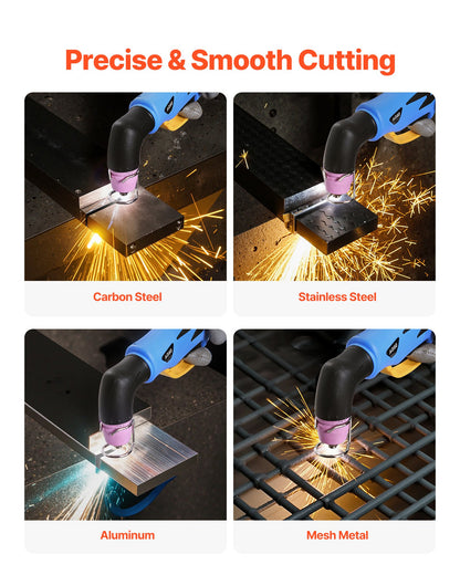 Plasmaskärare, 50A beröringsfri pilotbågsplasmaskärmaskin, 220V digital display IGBT-växelriktare med 2T/4T-funktion och justerbar PA/PT-tid för hemreparationer, verkstäder