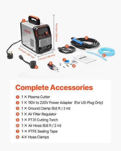 Plasmaskärare, 50A plasmaskärmaskin, 220V digital display IGBT-inverterkapmaskin med 2T/4T-funktion och justerbar PA/PT-tid för hemreparationer, verkstäder