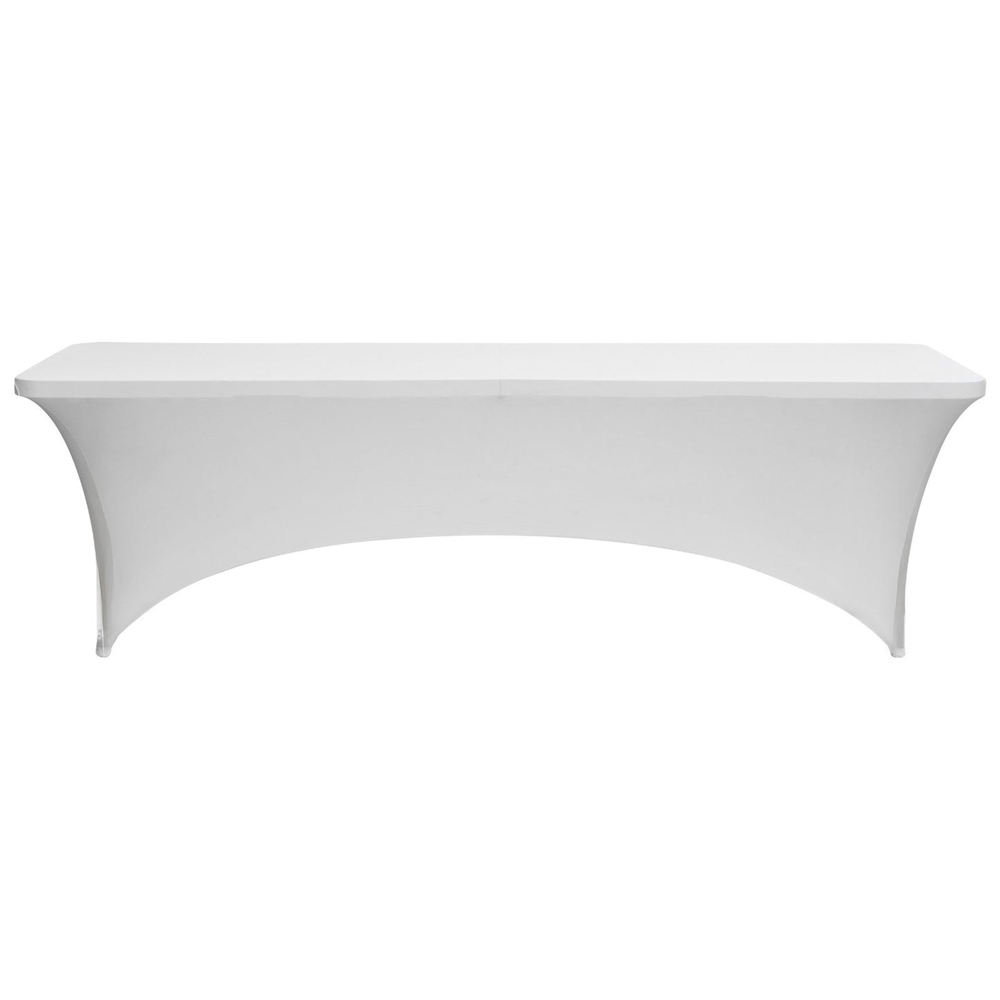 6-pack bordsdukar för 2,4 meter rektangulära evenemang, skrynkelresistenta vita stretchdukar, tvättbara spandexdukar, för fest, bröllop, cocktail, bankett, festival