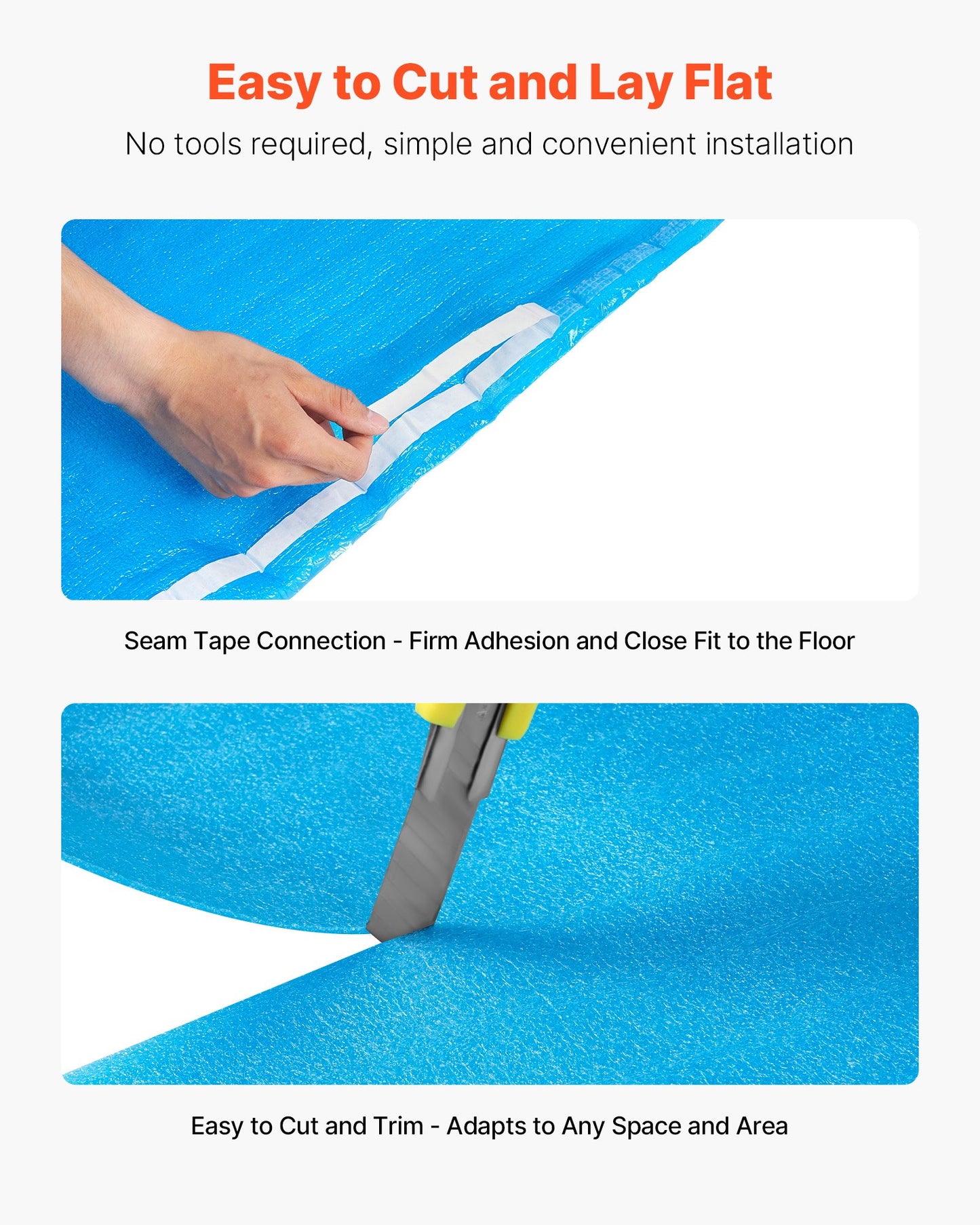 Golvunderlag 27,9 m², 3-i-1 3 mm tjock golvstoppning med tejp och ångspärr, kraftigt EPE-skum med blå PE, ljudisolering och brusreducering, för laminatträ (3 rullar x 9,3 m²)