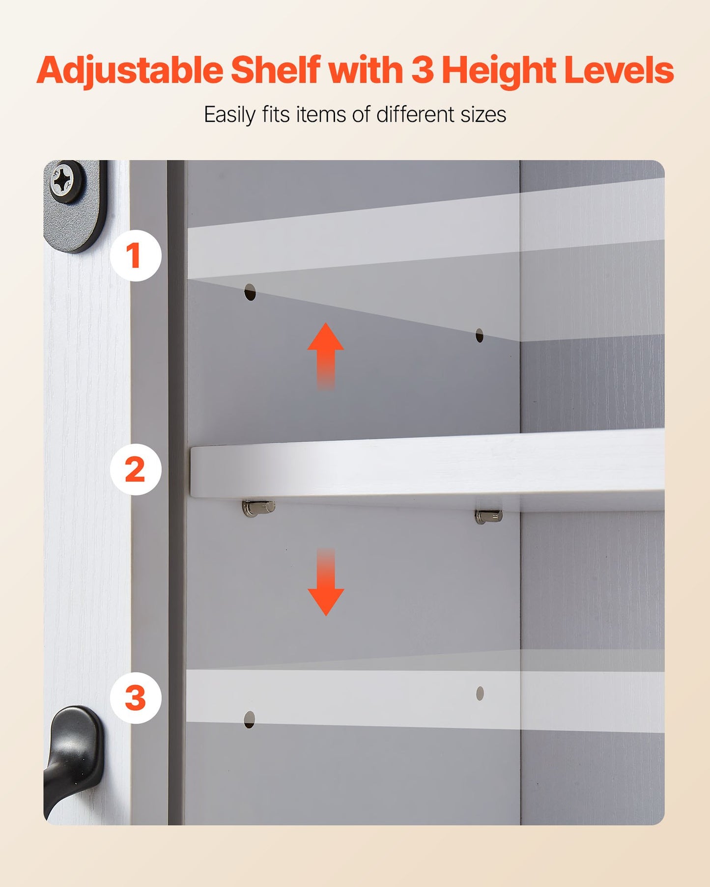 Badrumsskåp med 2 dörrar och justerbar hylla, förvaring över toaletten, väggmonterat medicinskåp, hängande organisatör med öppen skiljevägg/handduksstång/krokar för tvättstuga/kök, vit