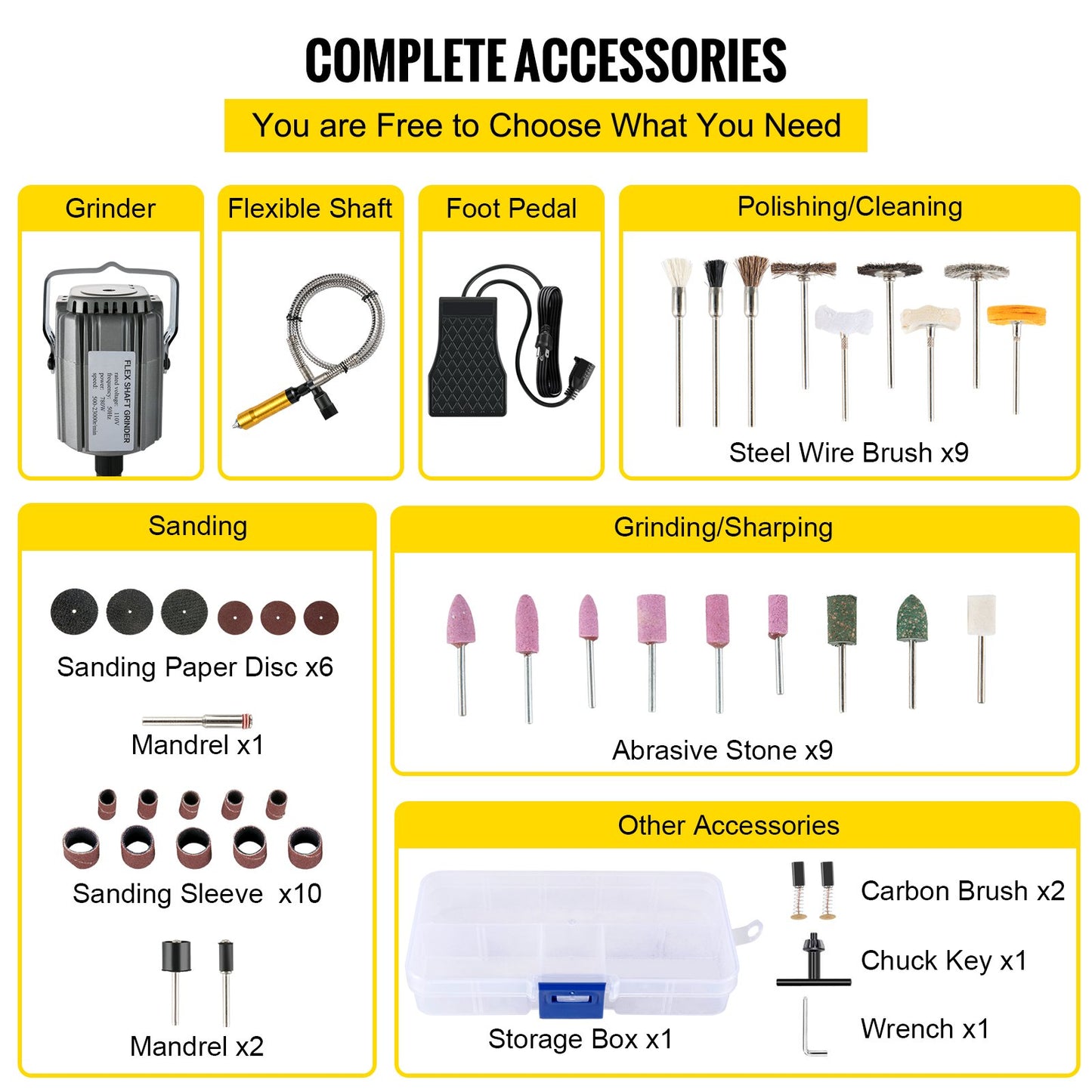 Flexibel axelslipmaskin 780W roterande verktyg 500-23000 varv/min roterande snidare med 0,635 cm 3-käftschuck och steglös hastighetspedal Hängande slipmaskin 131 delar tillbehör för smyckespolering slipning gör-det-själv