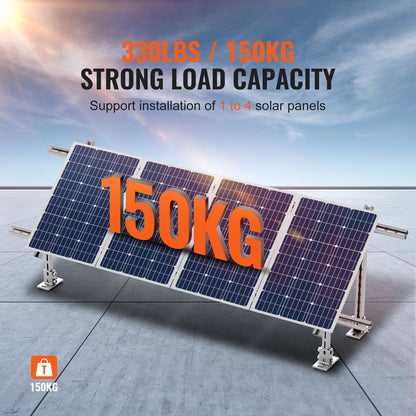 Solar Panel Mounting Brackets, 30°-60° Adjustable Multi-Pieces Solar Panel Brackets for 1-4PCS Solar Panels, Carbon Steel Ground Mount Solar Panel Stand for Farms, RVs, Boats, Off-Grid System